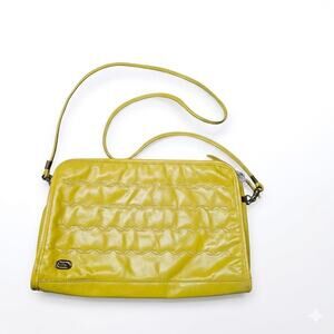 Vintage 70s Phillippe Yellow Clutch to Crossbody Handbag, Quilted Leather